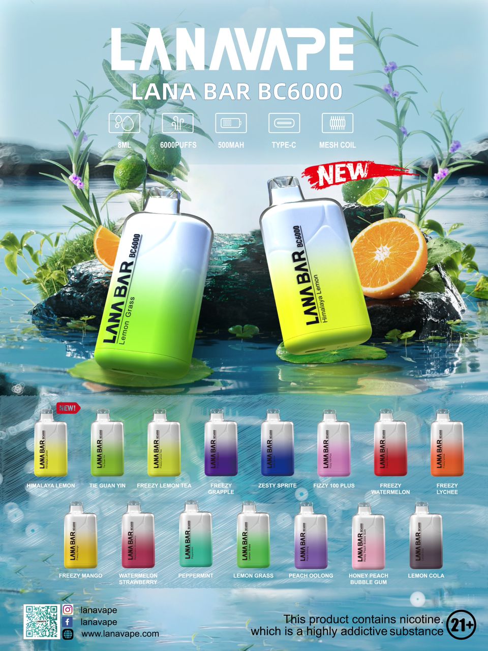 Lana Bar BC 6K – Up to 6,000 Puffs Rechargeable Device Singapore