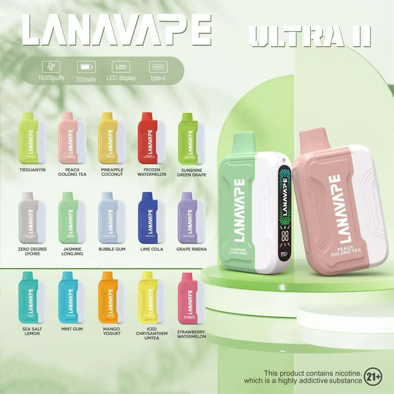 Lana Ultra 2 16000 Disposable Vape Kit – Rechargeable Type-C | 16,000 Puffs