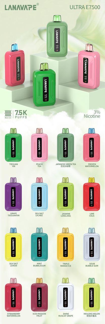Lana Ultra E 7500 Disposable Vape – Rechargeable Type-C | 7500 Puffs